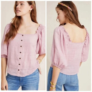 Hutch Anthropologie Azalea Puff Sleeve Blouse Shirt Size XS Buttons Cottagecore